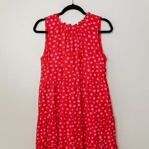 LOFT Red & Pink Polka Dot Sleeveless Tiered Dress – Size M  Description: